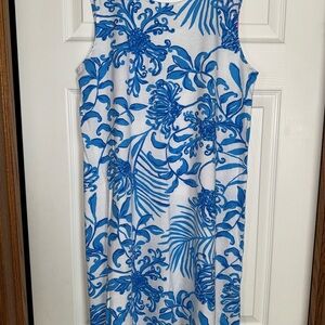 Lilly Pulitzer White and Blue Floral Midi Dress